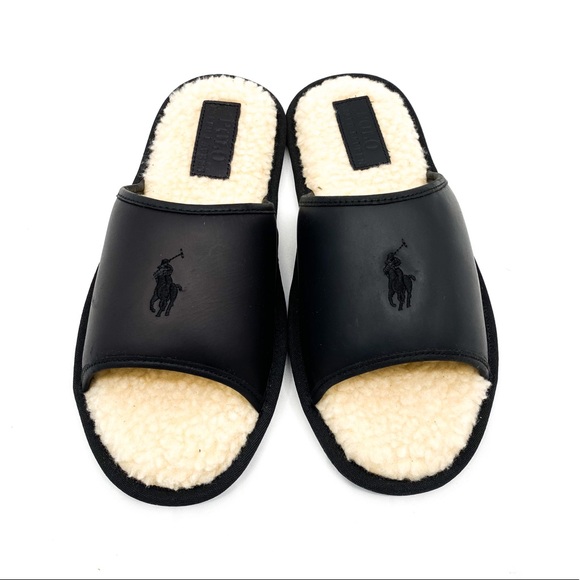 POLO RALPH LAUREN Mens Leather Slide Slippers - Picture 4 of 8